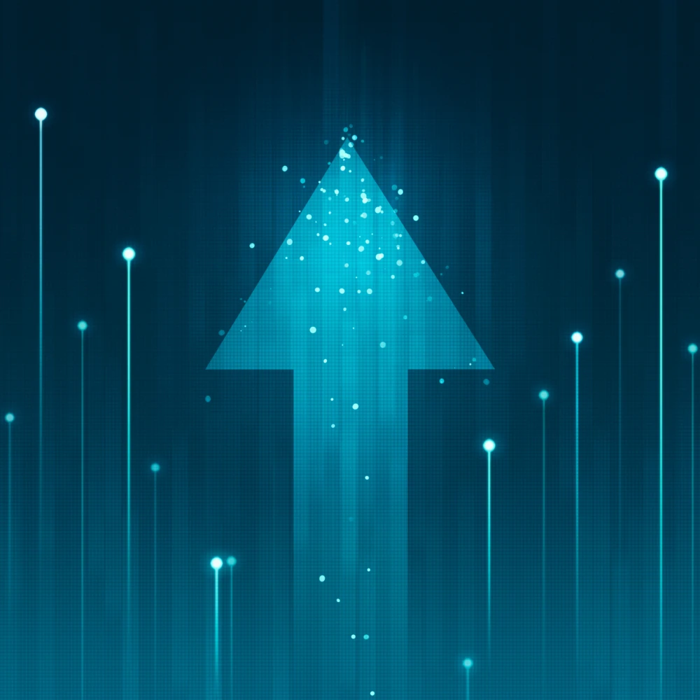 Growth arrow up and progress success business skill increase improvement graph on market profit stock background with goal of achievement futuristic finance economy.