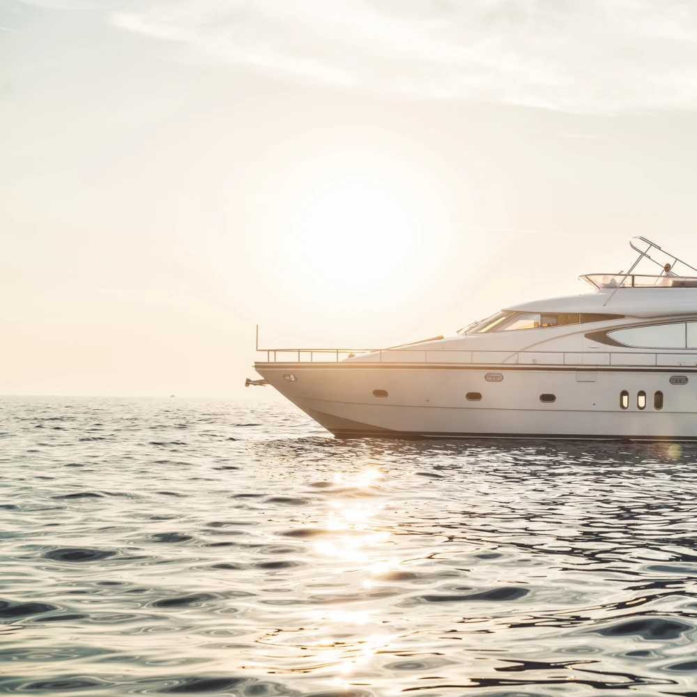 Yacht on the sea in sunset