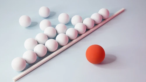 Abstract protection concept, a group of white sphere behind a white line confronted by one re sphere.