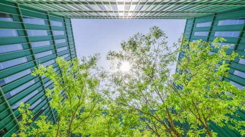 Modern eco city, sustainability concept