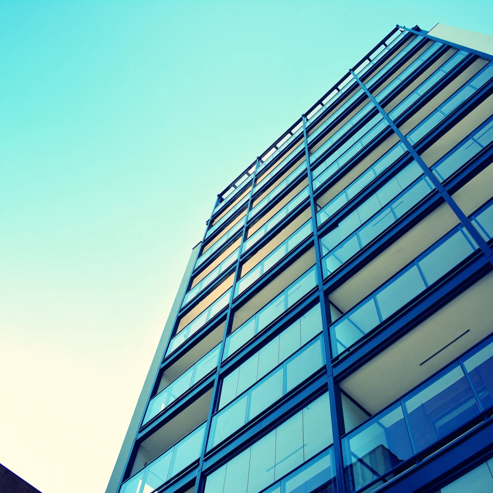 Abstract minimal style architecture background. Modern building facade detail. Retro colors stylization
