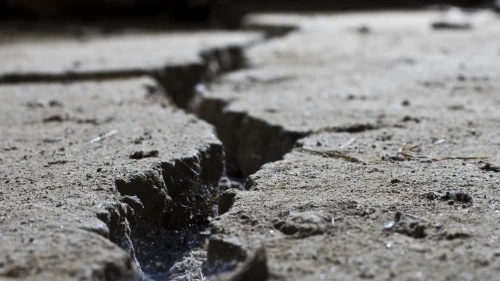 cracked road concrete close up