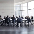 Colleagues at business meeting in conference room