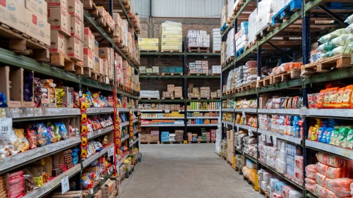Shot of an Aisle with no people at a wholesale supermarket - large business concepts