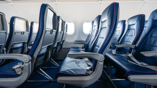 Empty seats in an airplane.